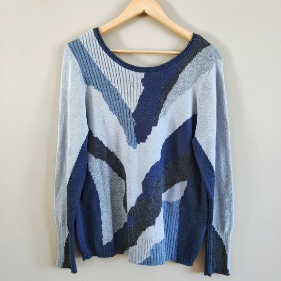Nic+Zoe Party City Zipper Versatile Sweater Blue - Picture 5 of 12